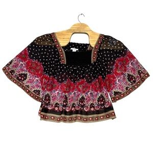 Pinky Bohemian Boho Peasant Sheer Top